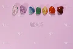 粉色,背景,脉轮,留白,石头,数字1,叶子,色彩鲜艳,多色的,蓝色