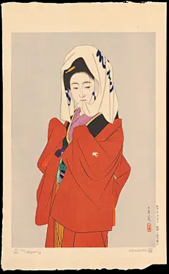 志村立美。图1-图5，1953《現代美人風俗五態》：追羽根、舞始め、花吹雪、丸髷、夏たけて。（东近美作“現代女性十二態”，但是仅收藏了其中三张），图6、7舞妓题材，图8、9是为林不忘的著名剑豪小说《丹下左膳》作的插画。来源：图1-5来自浮世绘检索：O网页链接，图6：O网页链接 ​​​​...展开全文c
