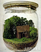[创意储物罐里的房子]创意田园餐厅装修效果图创意儿童房手绘树壁纸森林树屋
