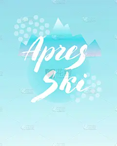 apres ski text flyer trendy lettering logo banner