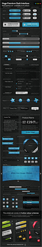 HUGE Premium Dark User Interface UI网站按钮平面模板素材-淘宝网