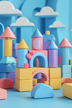 卡通风格颗粒积木