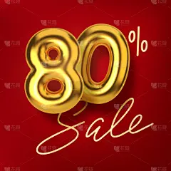 绘画插图,三维图形,黄金,气球,模板,数字80,促销