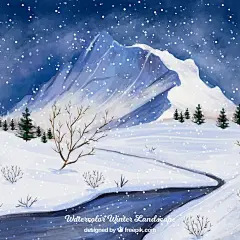 (源站可下源文件)雪景冬季背景/Snowy landscape winter background