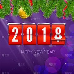 2018年即将到来。背景机械时钟，蛇形和圣诞球。新年快乐3D插图与记分牌，模板为您的贺卡或打印设计