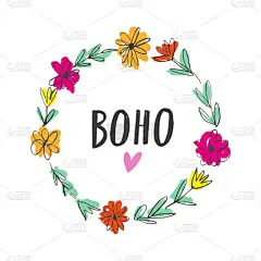 手绘简单的花卉框架例证。boho 嬉皮士女孩的概念。适用于 t恤印花、明信片、贺卡等