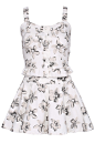 ROMWE Flower Print Sleeveless White Two Pieces