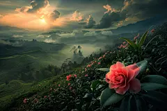 山茶花盛开植物图片