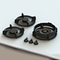 Pitt Cooking CAPITAL3PTLP 24 Inch Modular Gas Cooktop with 3 Burners, Automatic Spark Ignition, Double-Enamel Cast Iron Pan Supports, Controlled Power, Easy-to-Clean Parts, Safety Shut-Off Control and Handmade in Holland: Brass / Top Knobs / Liquid Propan