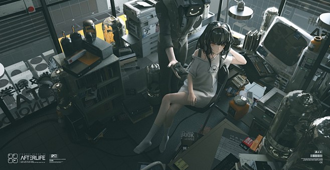美少女科学实验室风景场景空间二次元动漫4k壁纸