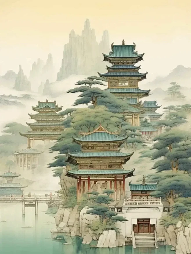 宋代建筑群 国风-花瓣网