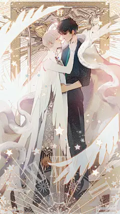 《魔卡少女樱》画师眠狼 双人 同性 男男 翅膀 全景
