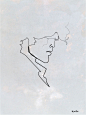 Quibe的极简主意线描作品 一根线绘出人物肖像