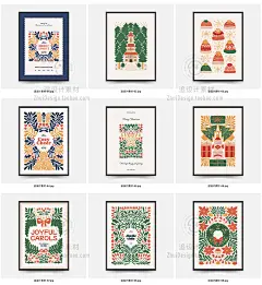 手绘清新圣诞节装饰插画家居文创艺术挂画海报画芯ai矢量设计素材-淘宝网