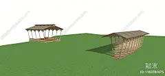 中式木构艺术廊架SU模型下载【ID:1103781675】_知末su模型网