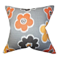 The Pillow Collection - Cece Floral Pillow, Gray 18"x18" - An eye-catching floral pattern decorates this lovely accent pillow. The classic ikat pattern is reinvented with a modern twist with the multicolored petals. With bright hues of orange an