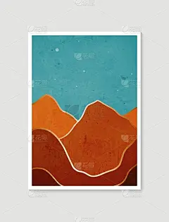 现代极简主义艺术版画。抽象山水当代审美背景景观。艺术设计墙框版画，海报，封面，家居装饰，帆布版画，墙