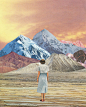 what-is-it-about-sunsets-pastel-mountains-vintage-surreal-collage-collageart