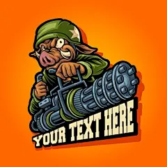 野猪加特林机枪战队吉祥物插画logo标志矢量图设计素材