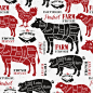 动物,肉,图表,肉店,农业,腰肉,牛排,菜单,平视角,部分