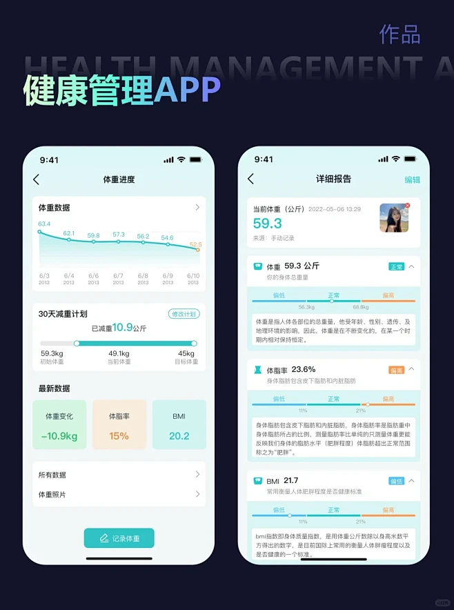 UI设计移动端作品展示-健康管理APP设计分享-花瓣网