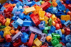 成堆的颗粒积木零件