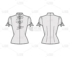 Knotted cutout blouse technical fashion illustrati