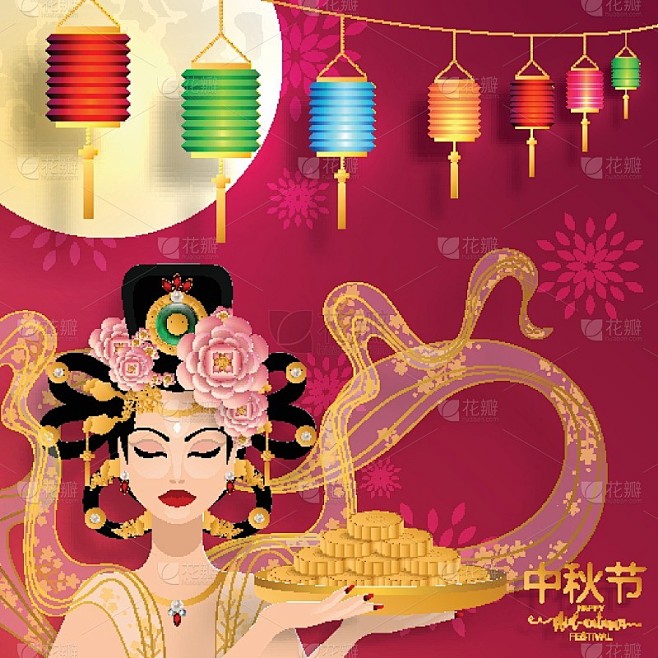 Mid Autumn festival or Moon festival with rabbit a