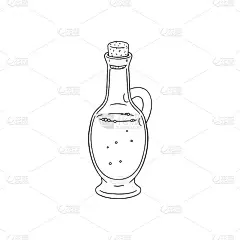瓶油在复古手绘风格矢量插图孤立的白色。