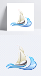 卡通手绘帆船|航海,海浪,帆船logo,船体,卡通素材,效果特效,装饰元素