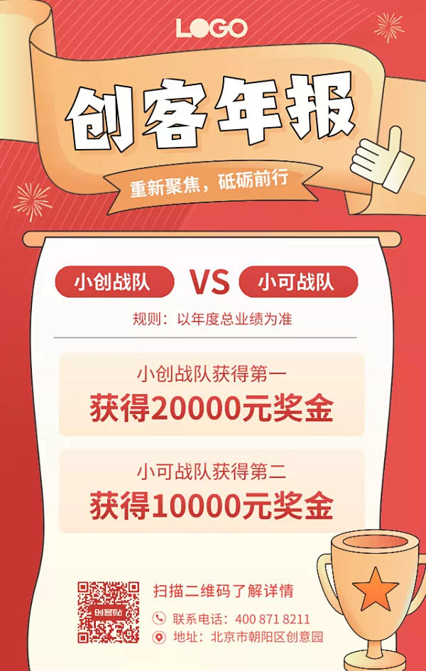复古年终总结年报海报