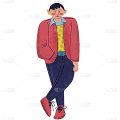 扁平风人物插画-站姿