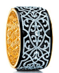 Tiffany Victorian Cuff of Black Enamel & Diamond