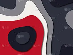 多色剪纸节目背景与现代蓝红白颜色