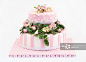 Pink striped two tier cake - 创意图片 - 视觉中国