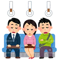 坐在地铁上睡觉的乘客贴纸扁平儿童插画元素卡通免扣png图片素材