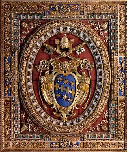 【教皇牧徽】Papal coats of arms。前两天有人问这类纹章的意思，这个是每代教皇的标志，固定素材三重冠(主教冠) 金银钥匙 家纹 ...
