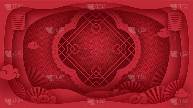 年货节喜庆中式红色背景场景图片素材素材-花瓣网
