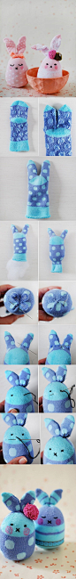 DIY Easy Easter Egg Sock Bunny 不织布蛋宝宝 手工【阿画】