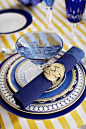 I love this blue table setting / tablescape...a little Greek flare!