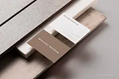 轻奢两张商务名片光影场景样机 