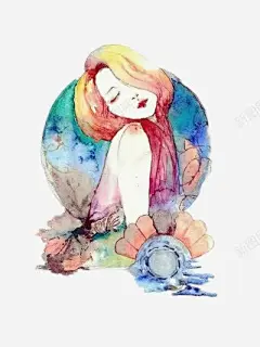 水彩唯美插画高清素材 唯美 女孩 插画 水彩 渲染 免抠png 设计图片 免费下载