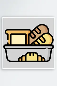 免抠PNG卡通食物图标西式早餐面包素材