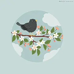 Illustrator绘制在枝叶上小鸟主题插画,PS教程,思缘教程网