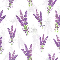 熏衣草,花束,四方连续纹样,自然,华丽的,草本,法国,紫色,图像,花朵