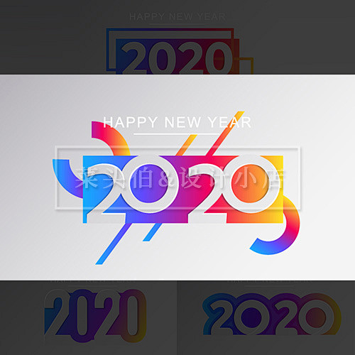 10款2020新年标题横幅Banner轮...