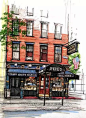 艺术家Stephen Gardner彩笔下的酒吧和咖啡馆