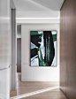 CZ Art Design - Hand painted oversized dark green contemporary painting on canvas, Vertical original fine art #XB123B