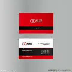 简约风格红色创意二维码名片PS
