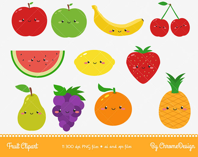 Cute Fruits Cartoon ...